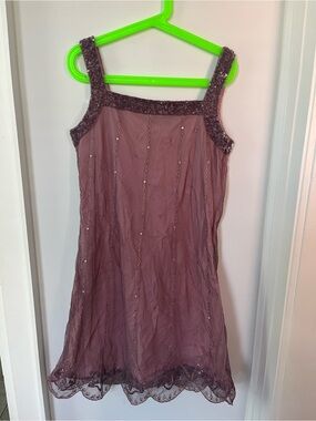 Vintage Signature Mauve Beaded Overlay Formal Dress size 11